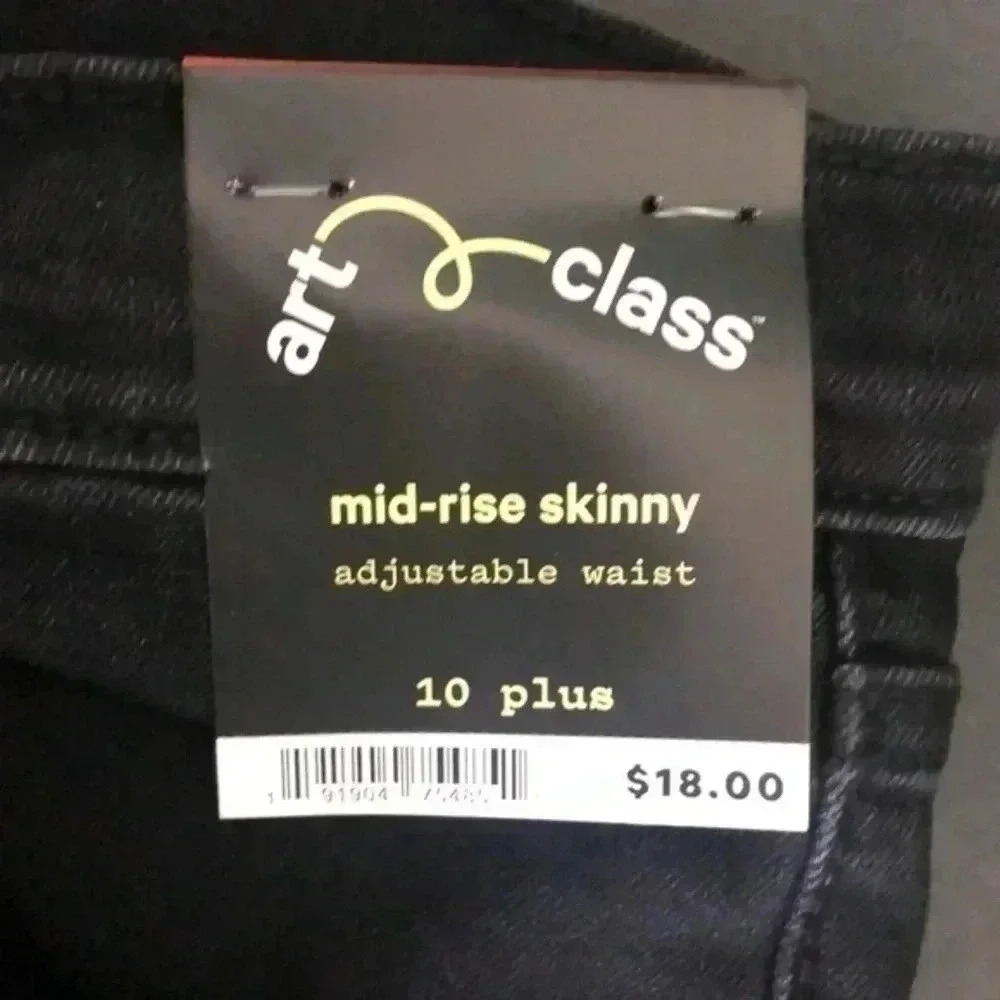 Girls size 10 plus mid-rise skinny jeans adjustable waist new with tags - Picture 4 of 9